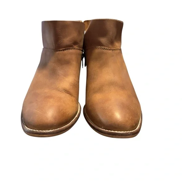 Anthropologie Seycheffe Womens Brown Suede Notched SlipOn Ankle Boots Size 6.5 - Picture 5 of 6